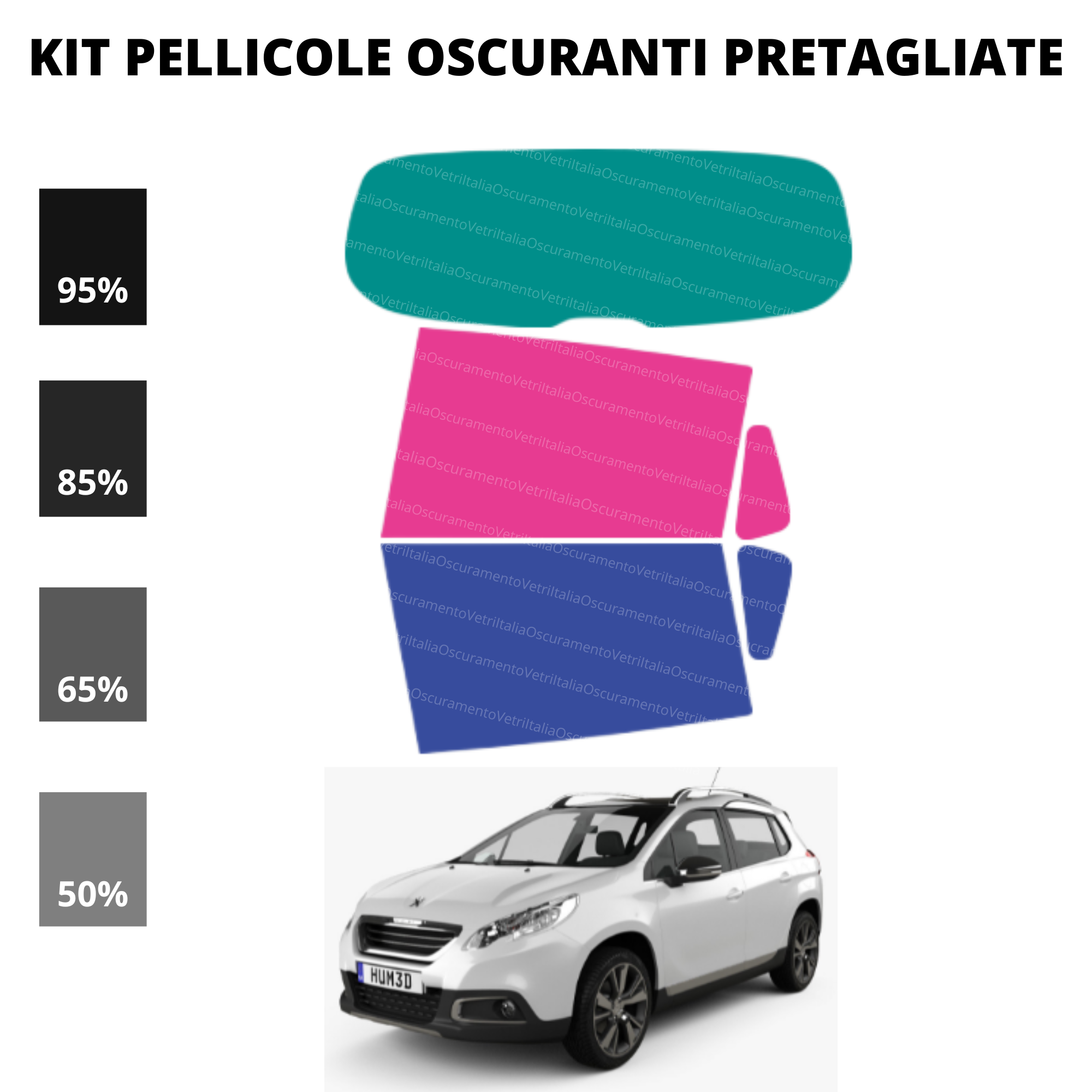 Pellicola Oscuramento Vetri Peugeot 2008 2013-2019