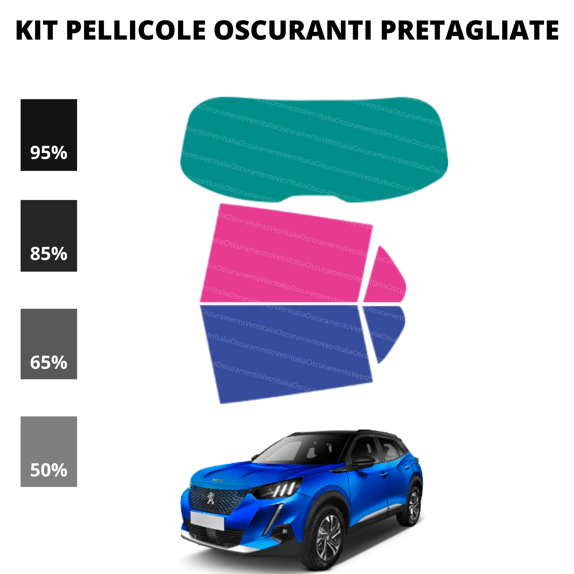 Pellicola Oscuramento Vetri Peugeot 2008 2020-Attuale