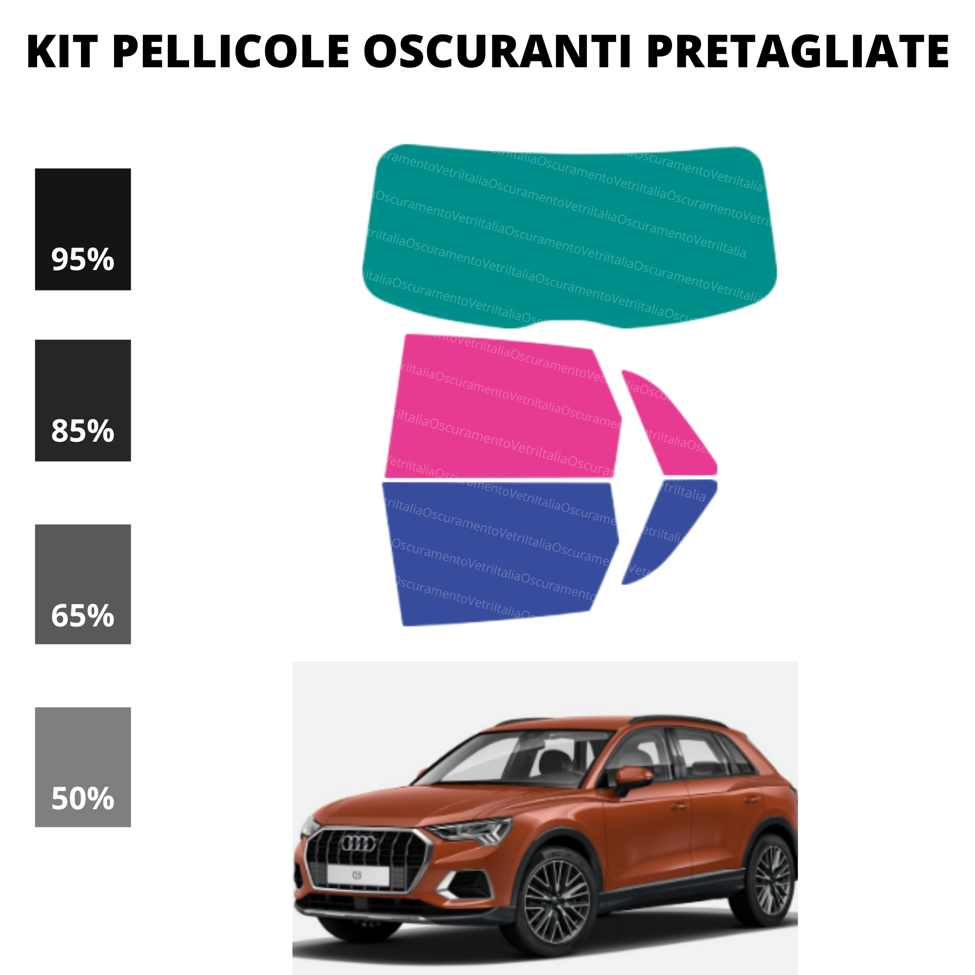 Pellicola Oscuramento Vetri Audi Q3 2019-Attuale