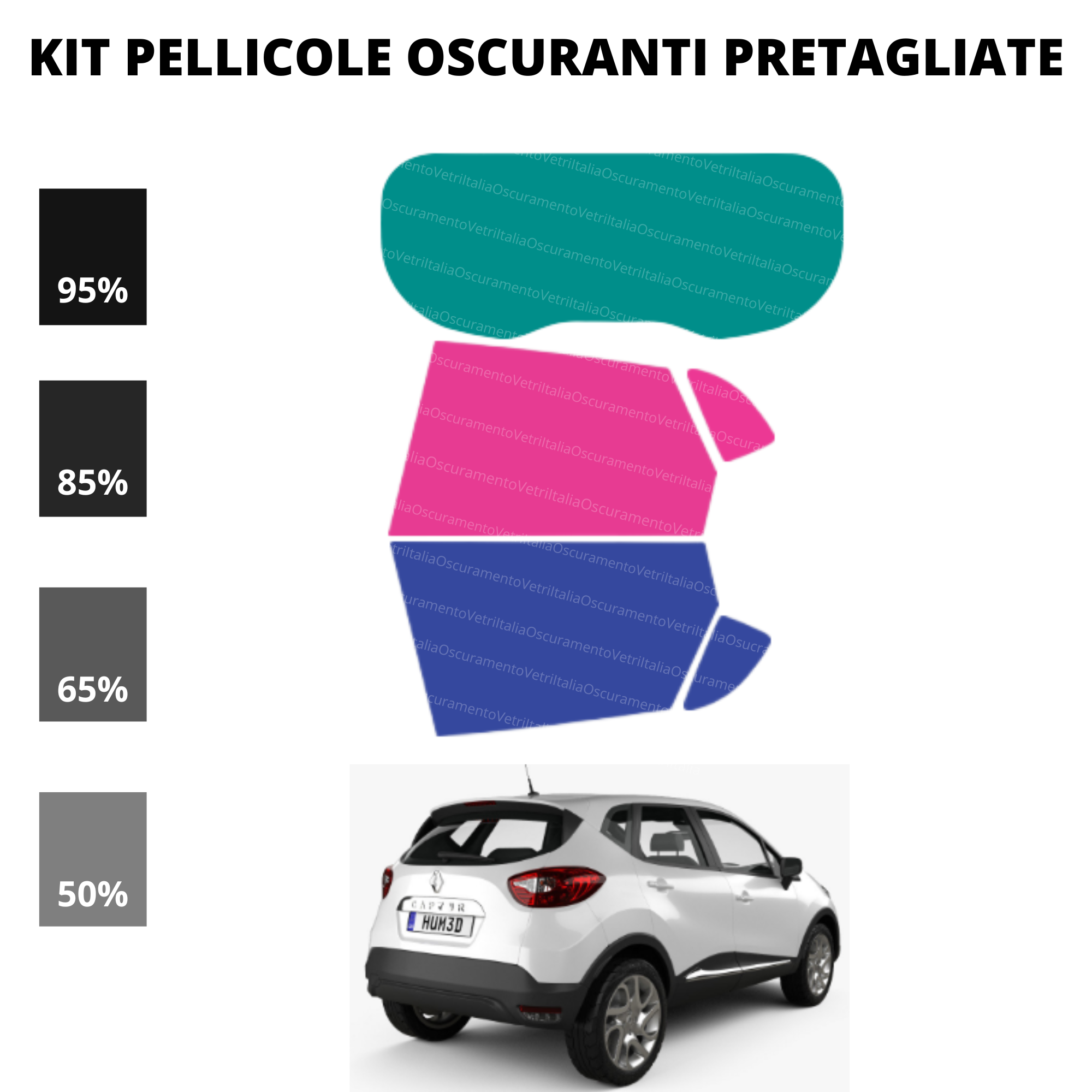 Pellicola Oscuramento Vetri Renault Capture 2013-2019