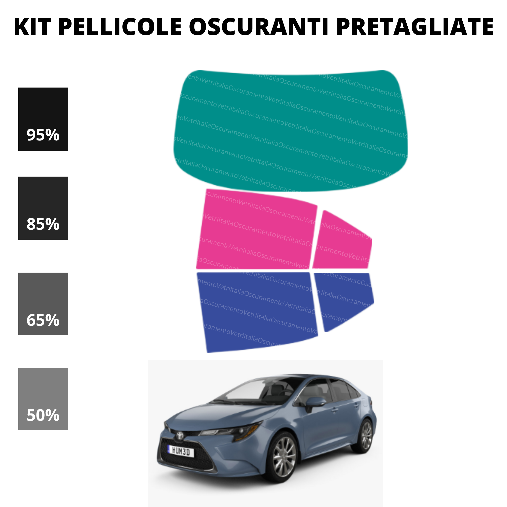Pellicola Oscuramento Vetri Toyota Corolla Sedan 2019-Attuale