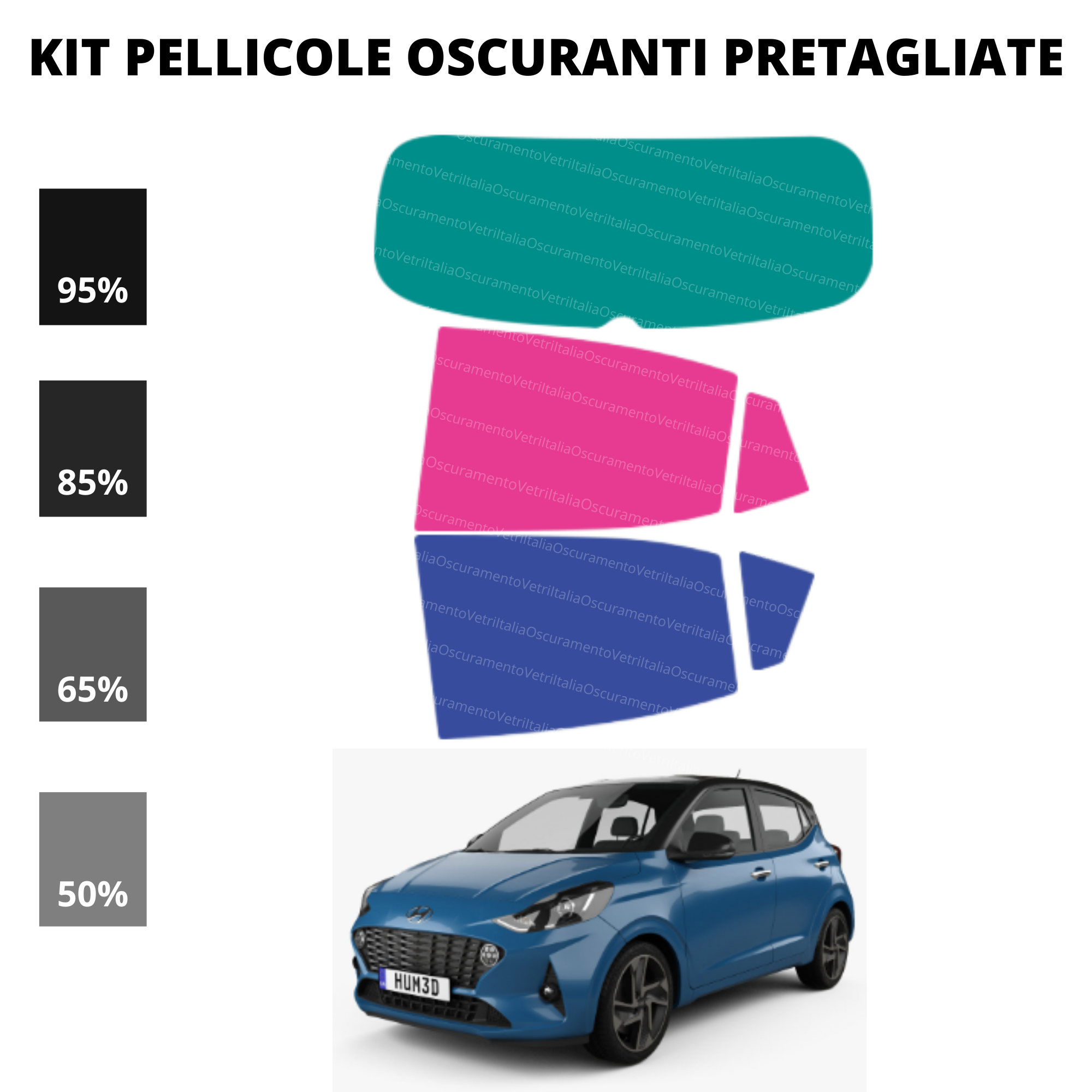 Pellicola Oscuramento Vetri Hyundai I10 2020-Attuale