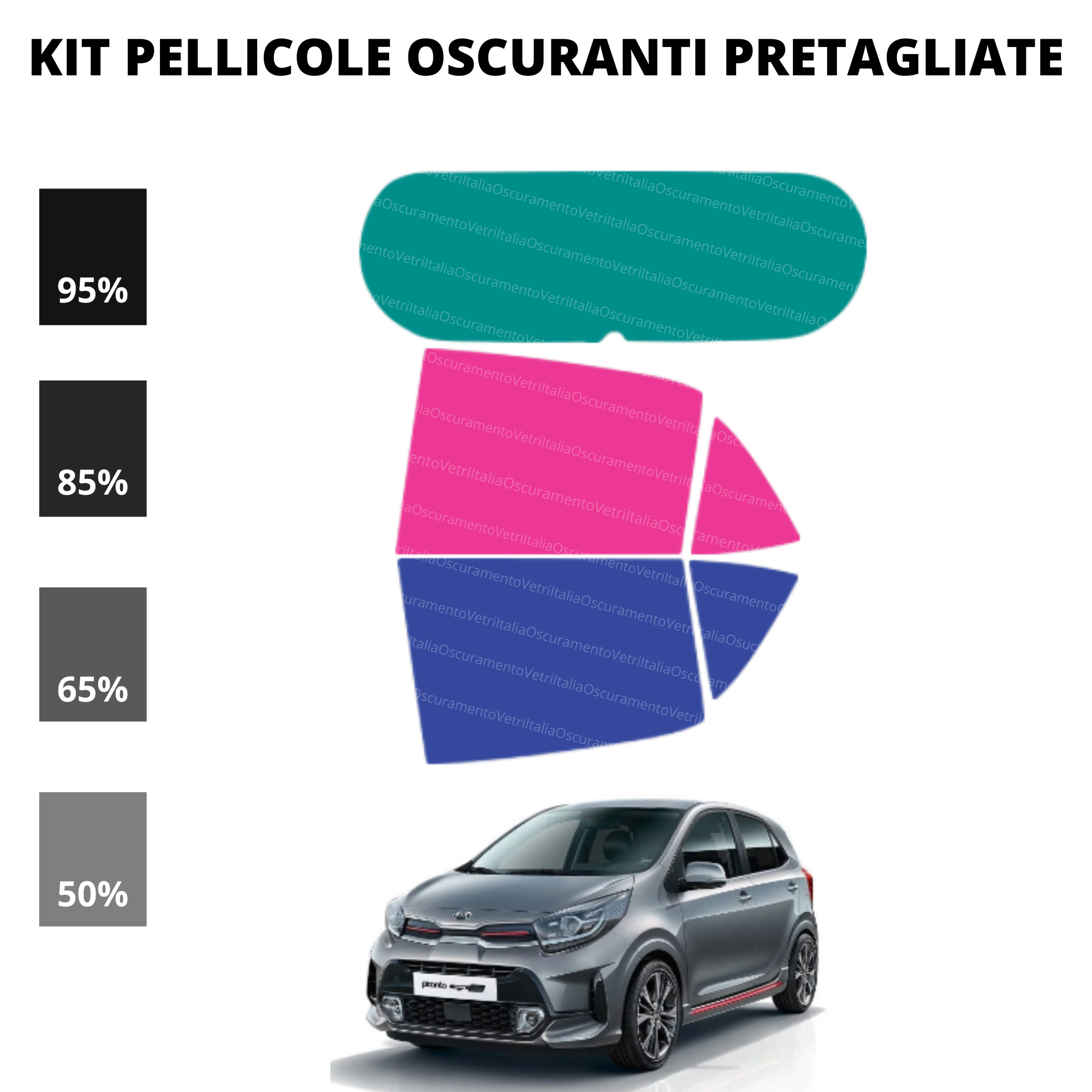 Pellicola Oscuramento Vetri Kia Picanto 2018-Attuale