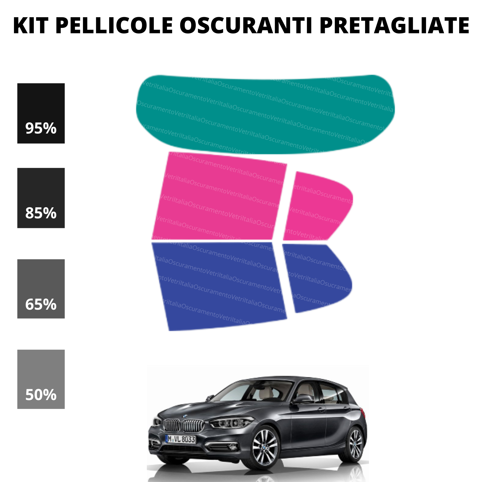 Pellicola Oscuramento Vetri Bmw Serie 1 5 Porte 2011-2019