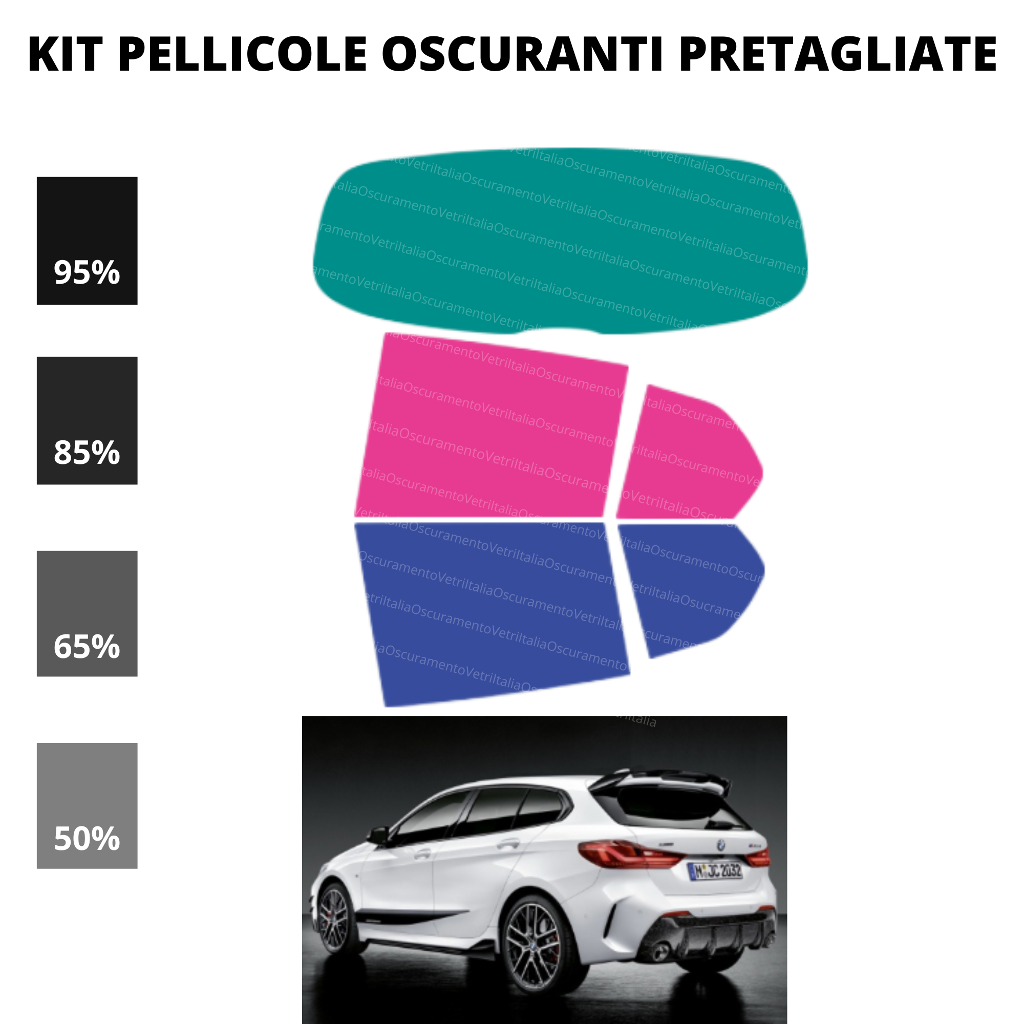 Pellicola Oscuramento Vetri Bmw Serie 1 5 Porte 2020-Attuale