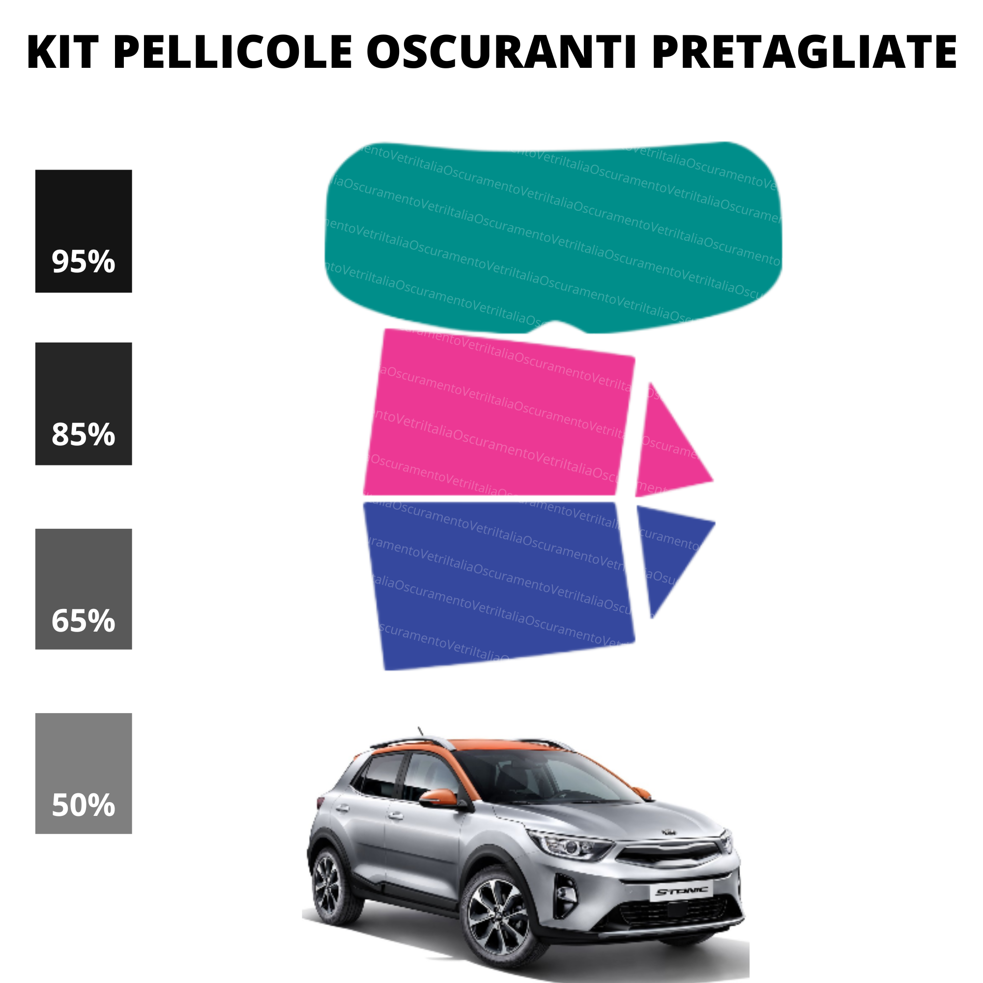 Pellicola Oscuramento Vetri Kia Stonic 2017-Attuale