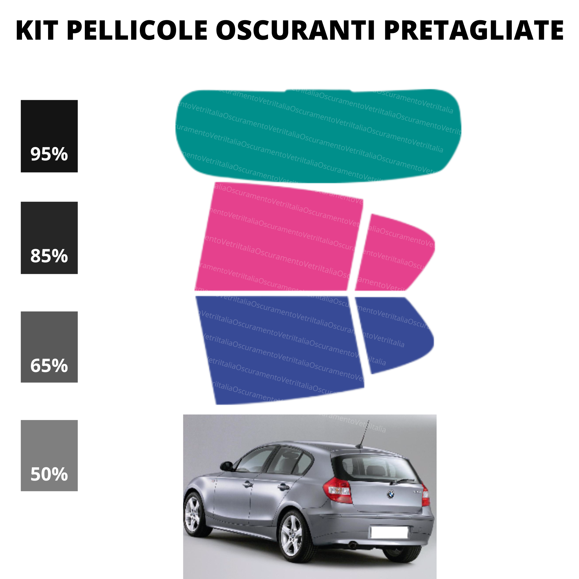 Pellicola Oscuramento Vetri Bmw Serie 1 5 Porte 2004-2010