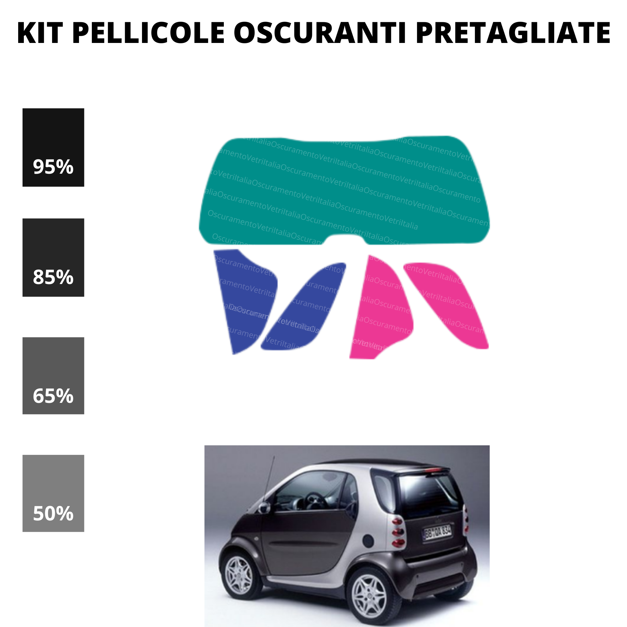Pellicola Oscuramento Vetri Smart ForTwo 1999-2006