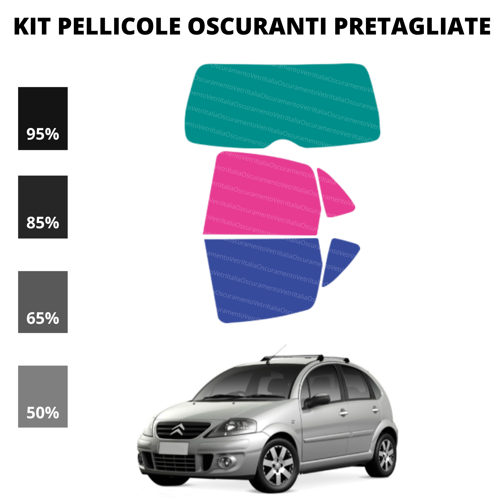 Pellicola Oscuramento Vetri Citroen C3 5 Porte 2002-2009