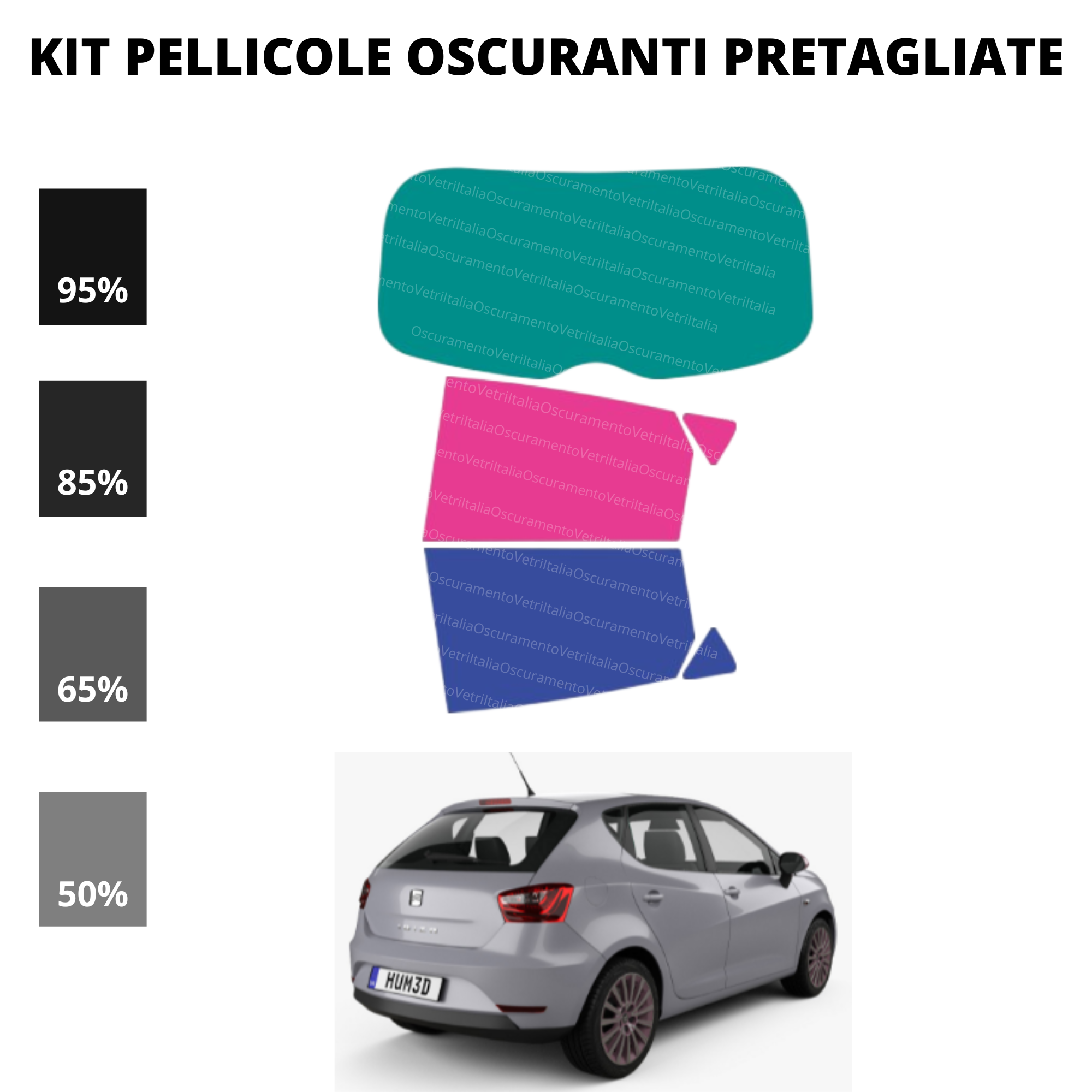 Pellicola Oscuramento Vetri Seat Ibiza 5 Porte 2008-2016