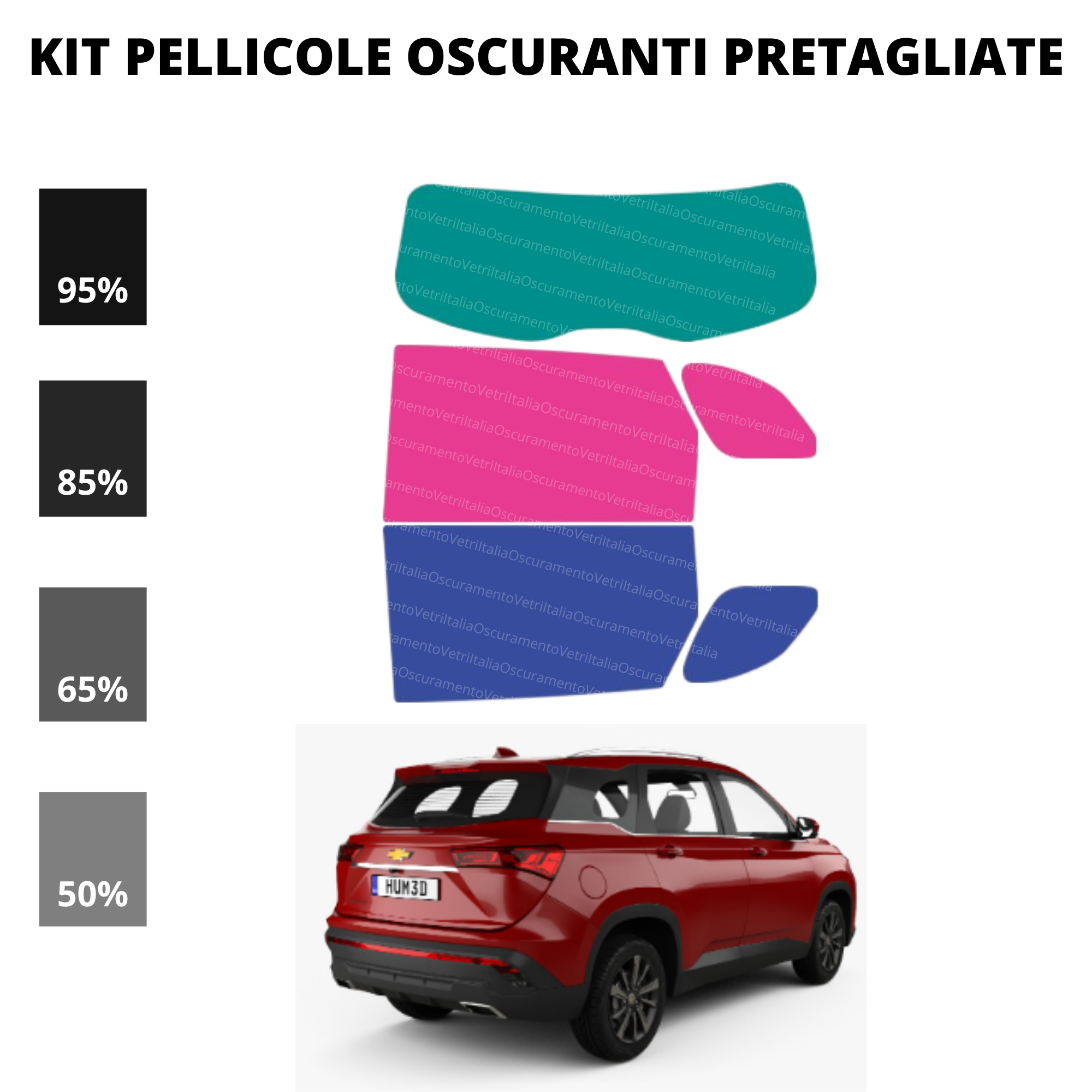 Pellicola Oscuramento Vetri Chevrolet Captiva 2019-Attuale