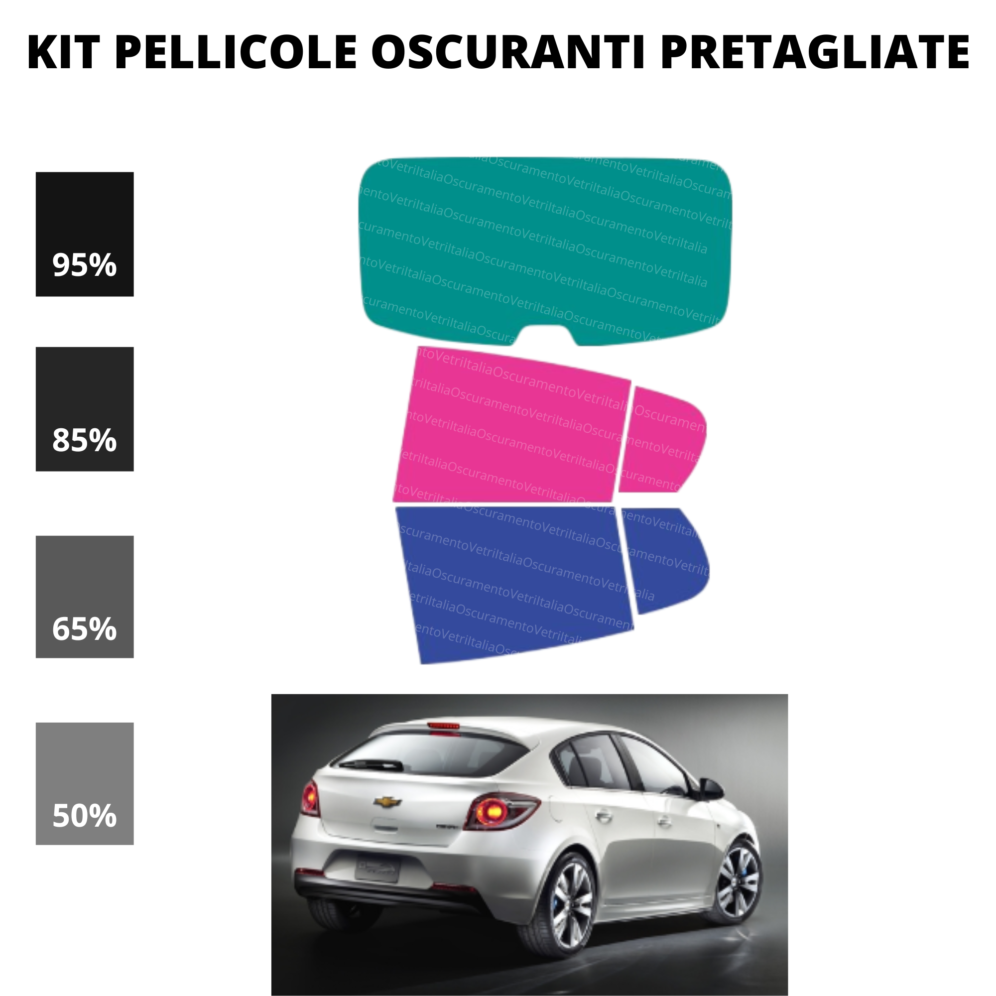 Pellicola Oscuramento Vetri Chevrolet Cruze 5 Porte 2012-Attuale