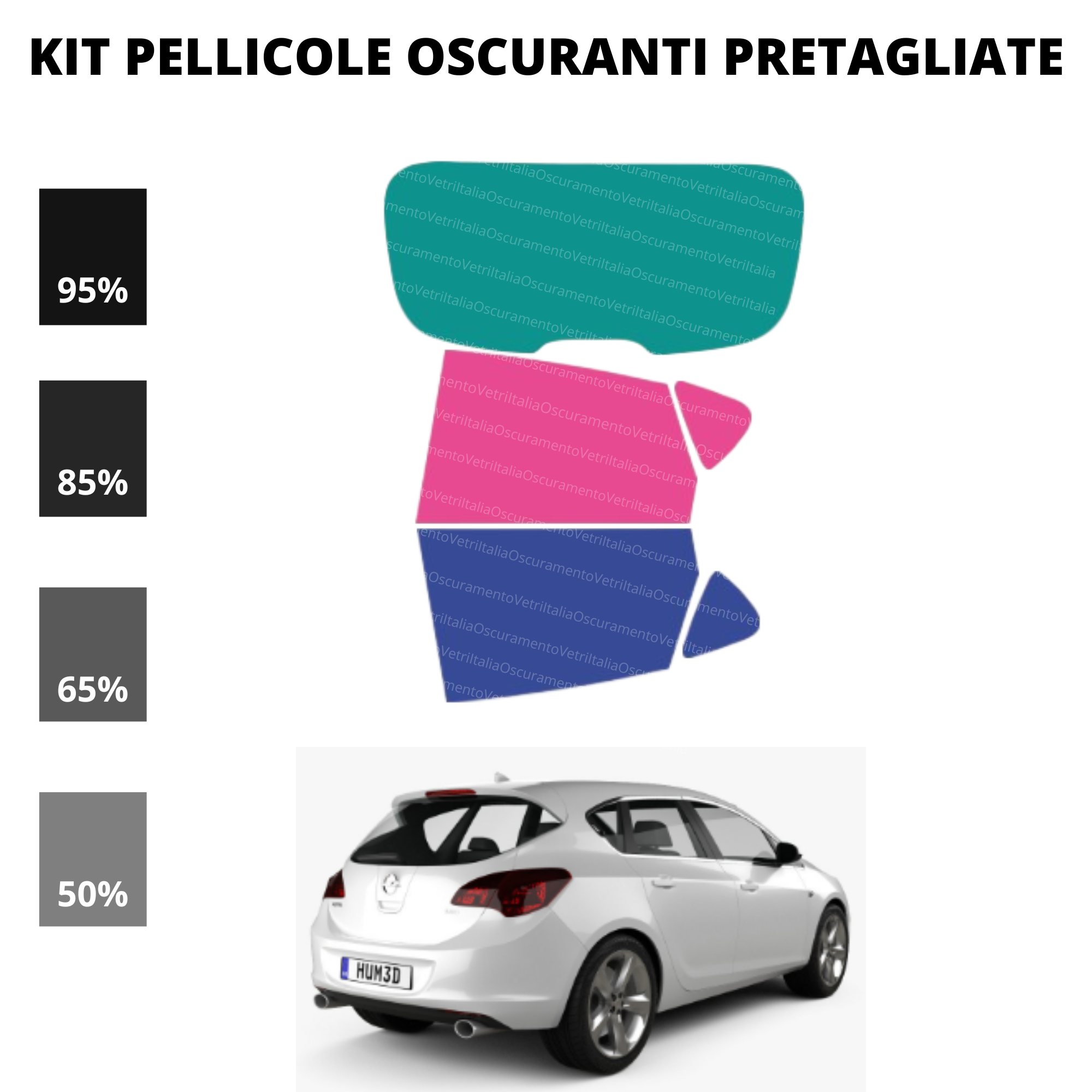 Pellicola Oscuramento Vetri Opel Astra 5 Porte 2010-2015