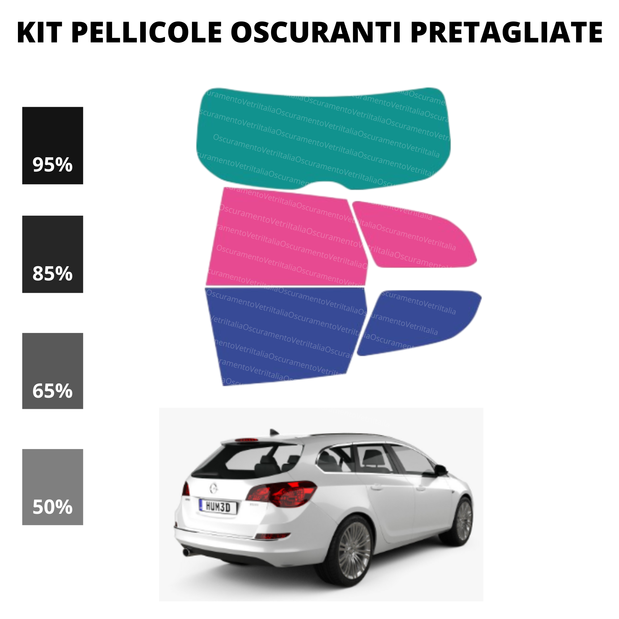 Pellicola Oscuramento Vetri Opel Astra SW 2010-2015