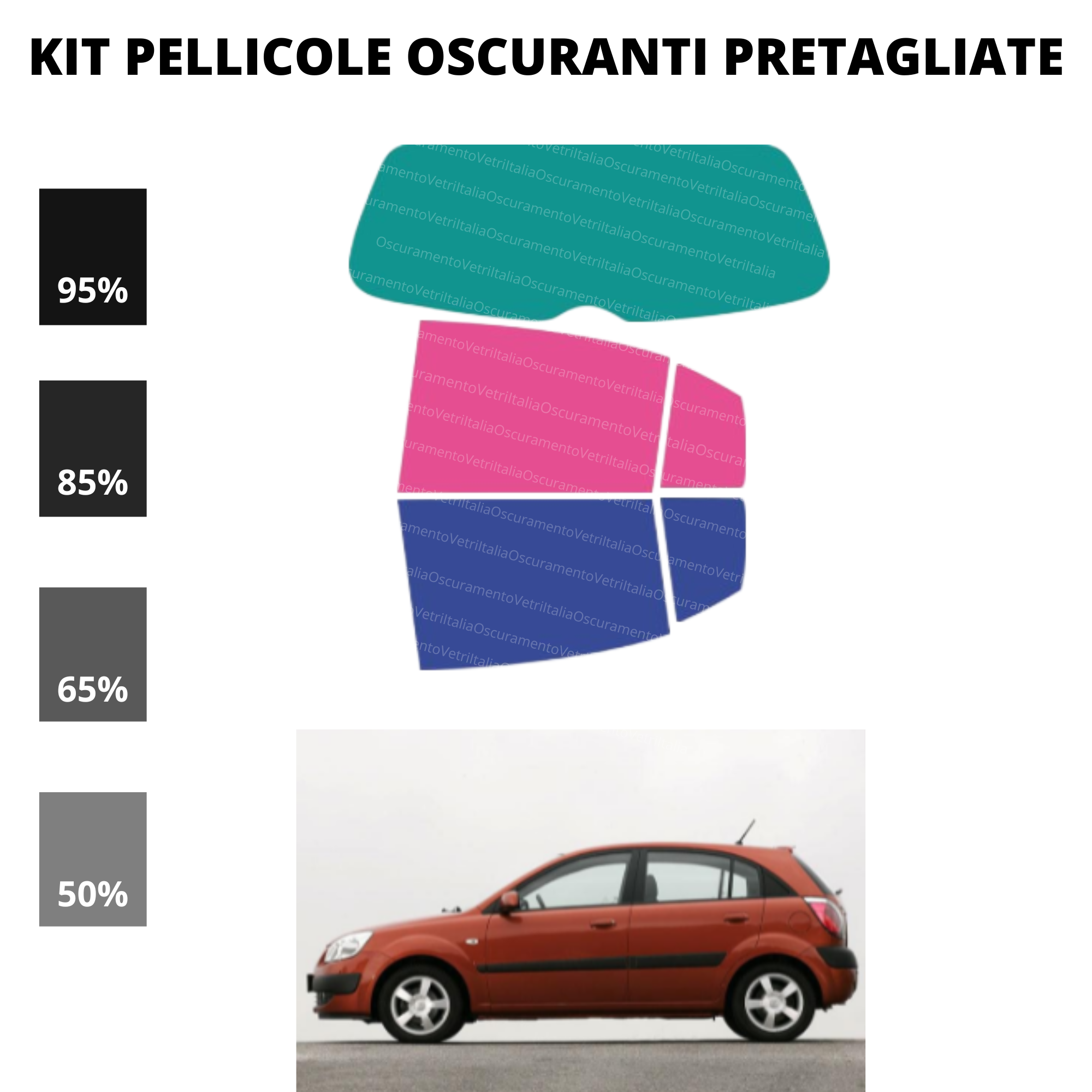 Pellicola Oscuramento Vetri Kia Rio 2005-2010