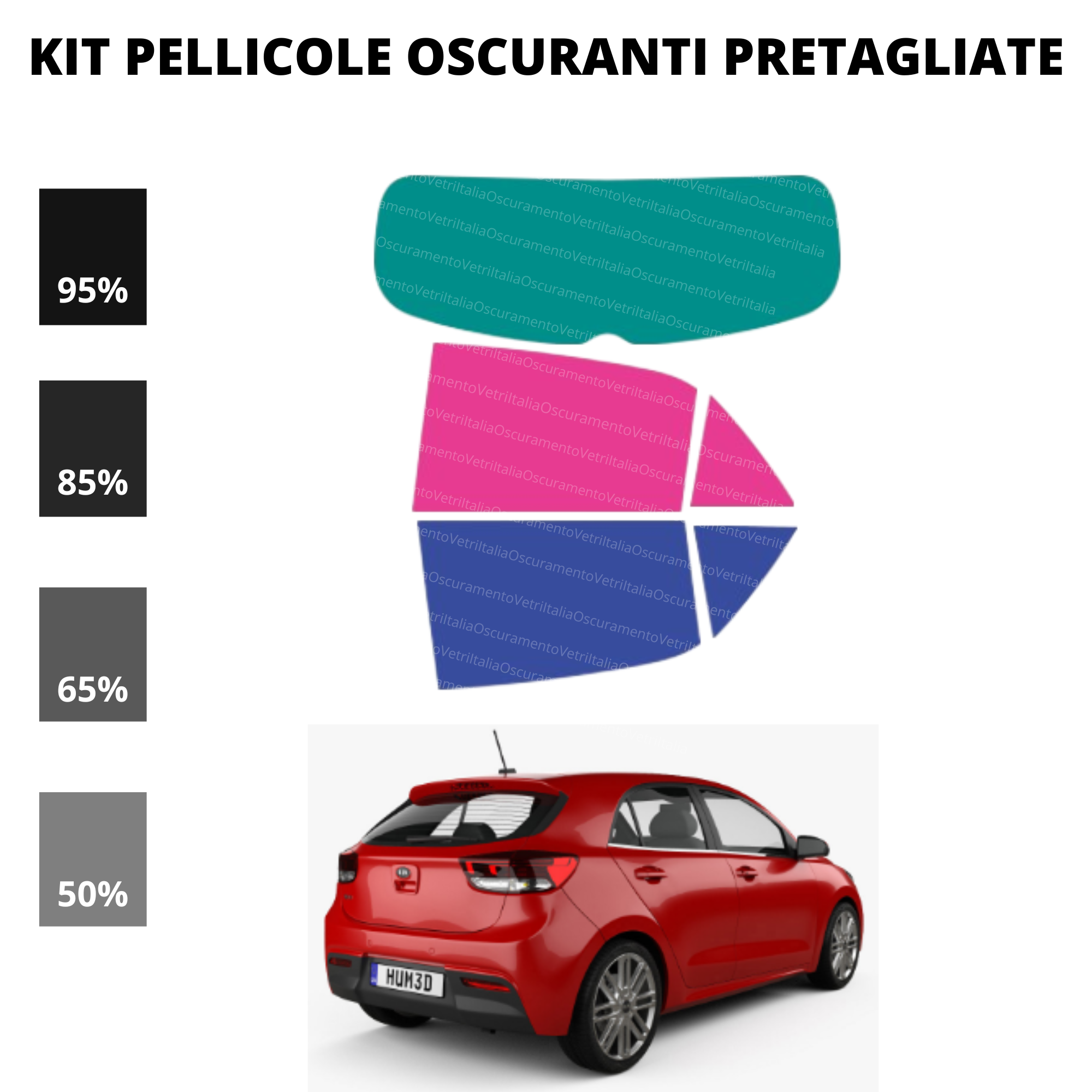 Pellicola Oscuramento Vetri Kia Rio 2017-Attuale