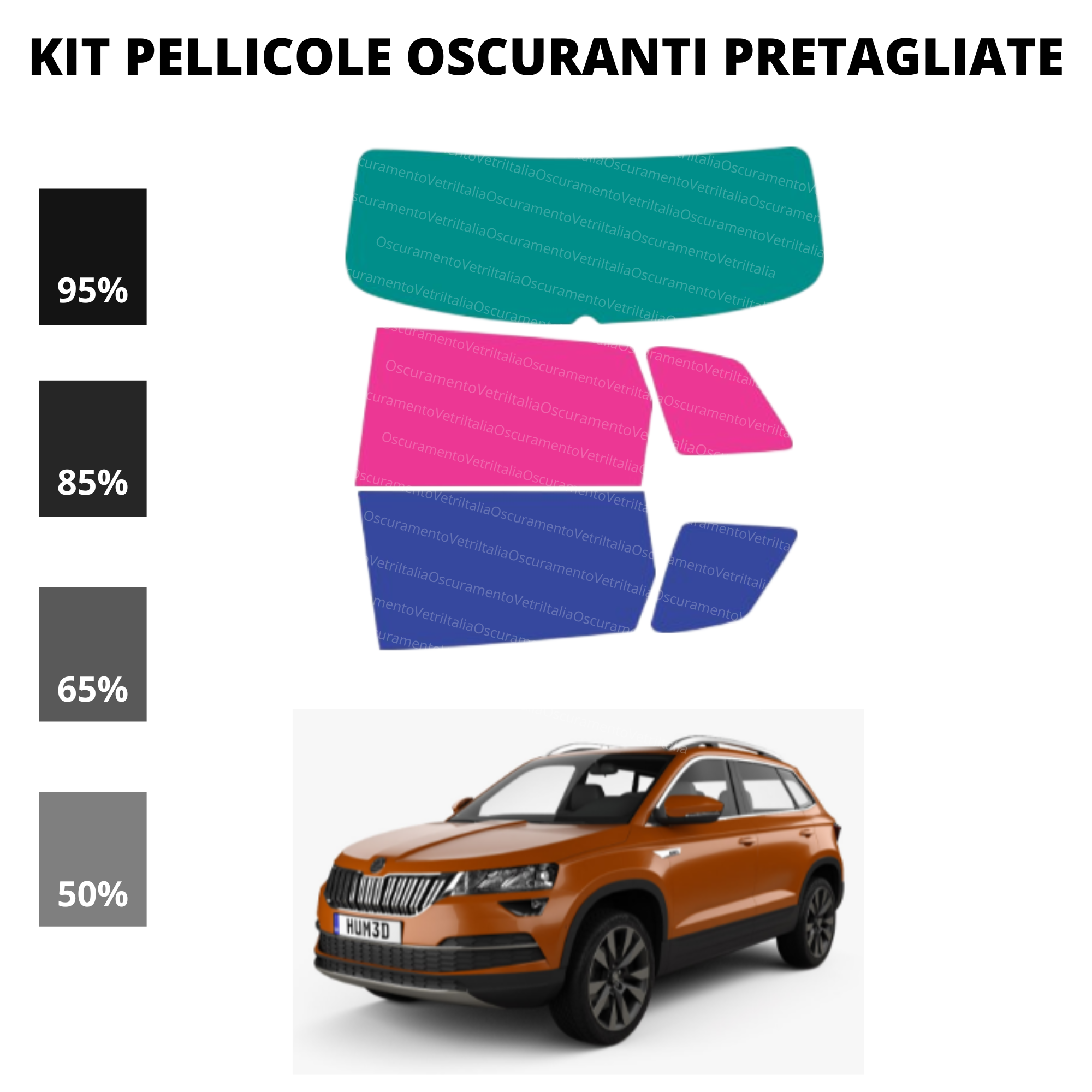 Pellicola Oscuramento Vetri Skoda Karoq 2018-Attuale