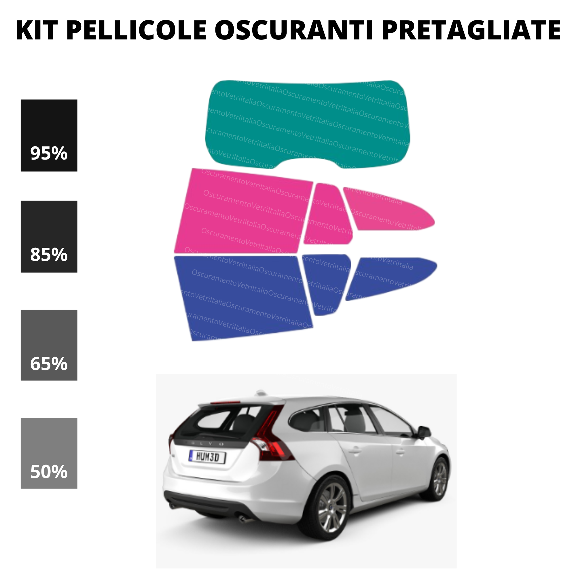 Pellicola Oscuramento Vetri Volvo V60 2010-2018