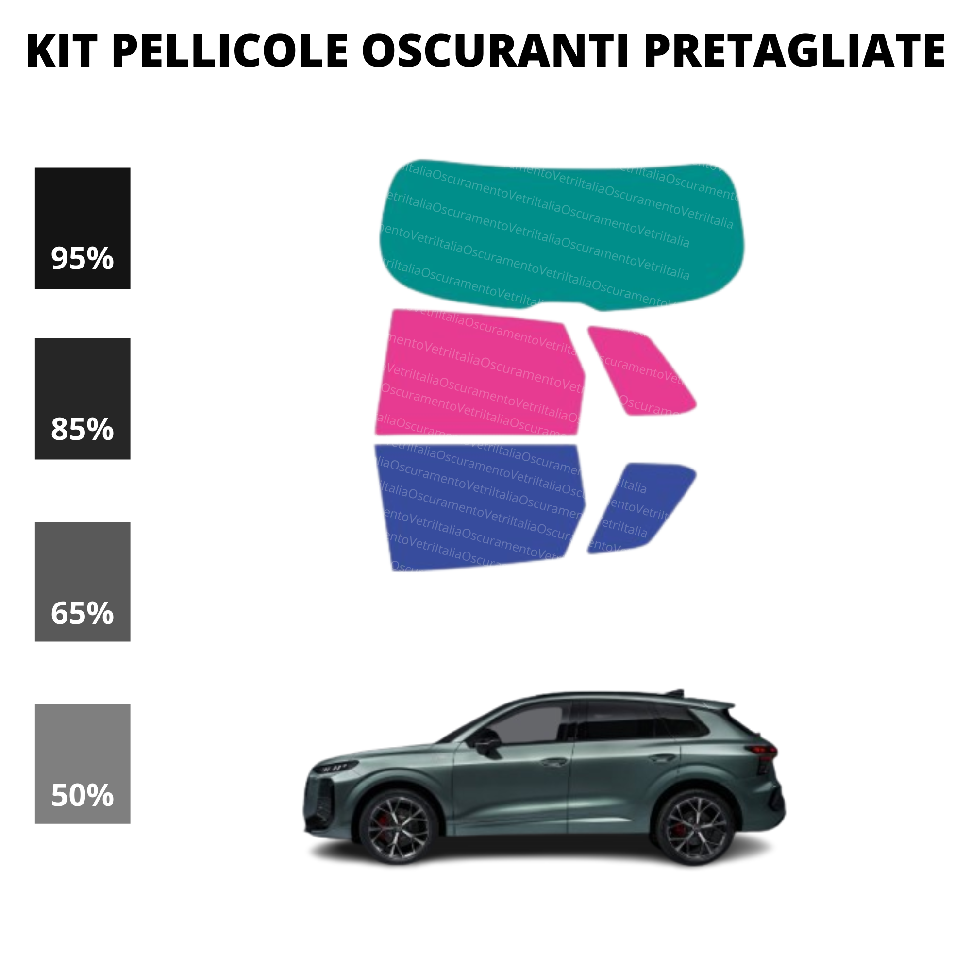 Pellicola Oscuramento Vetri Audi Q3 2025 - Attuale