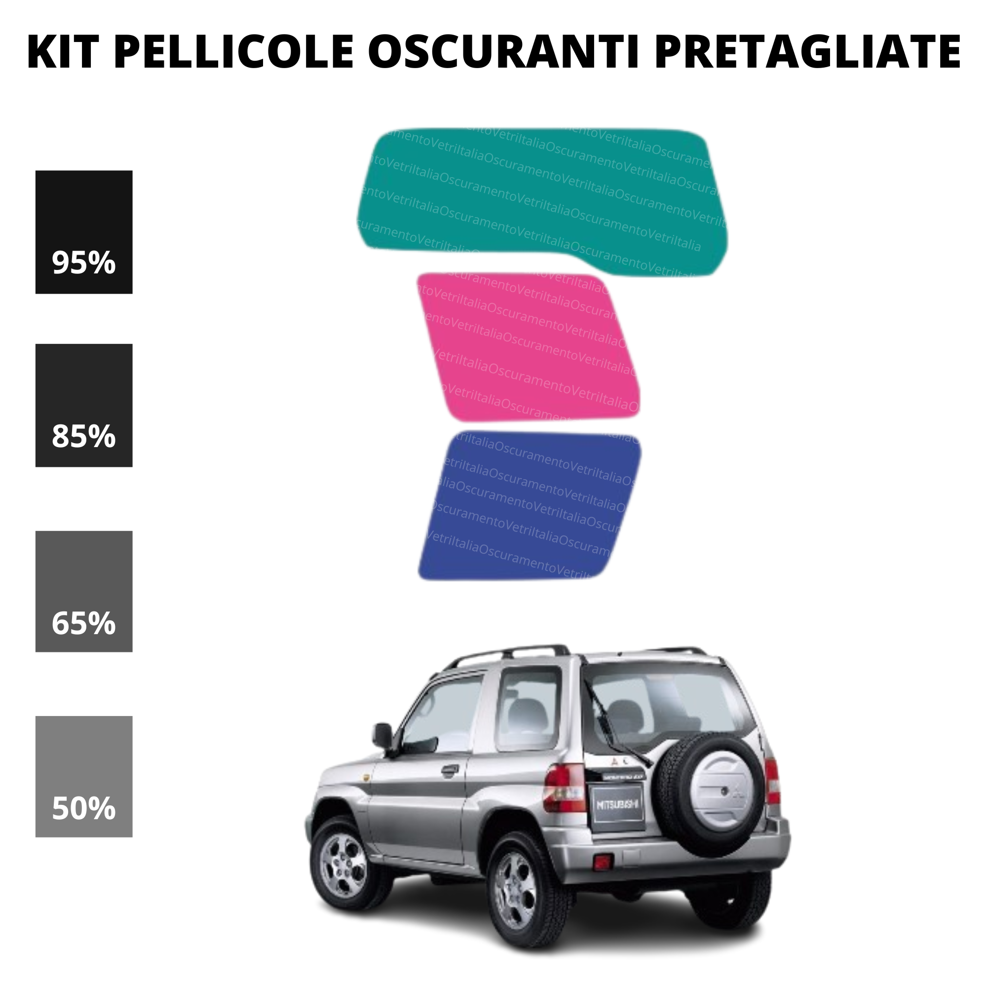 Pellicola Oscuramento Vetri Mitsubishi Pajero Pinin 2000 - 2007 3 Porte